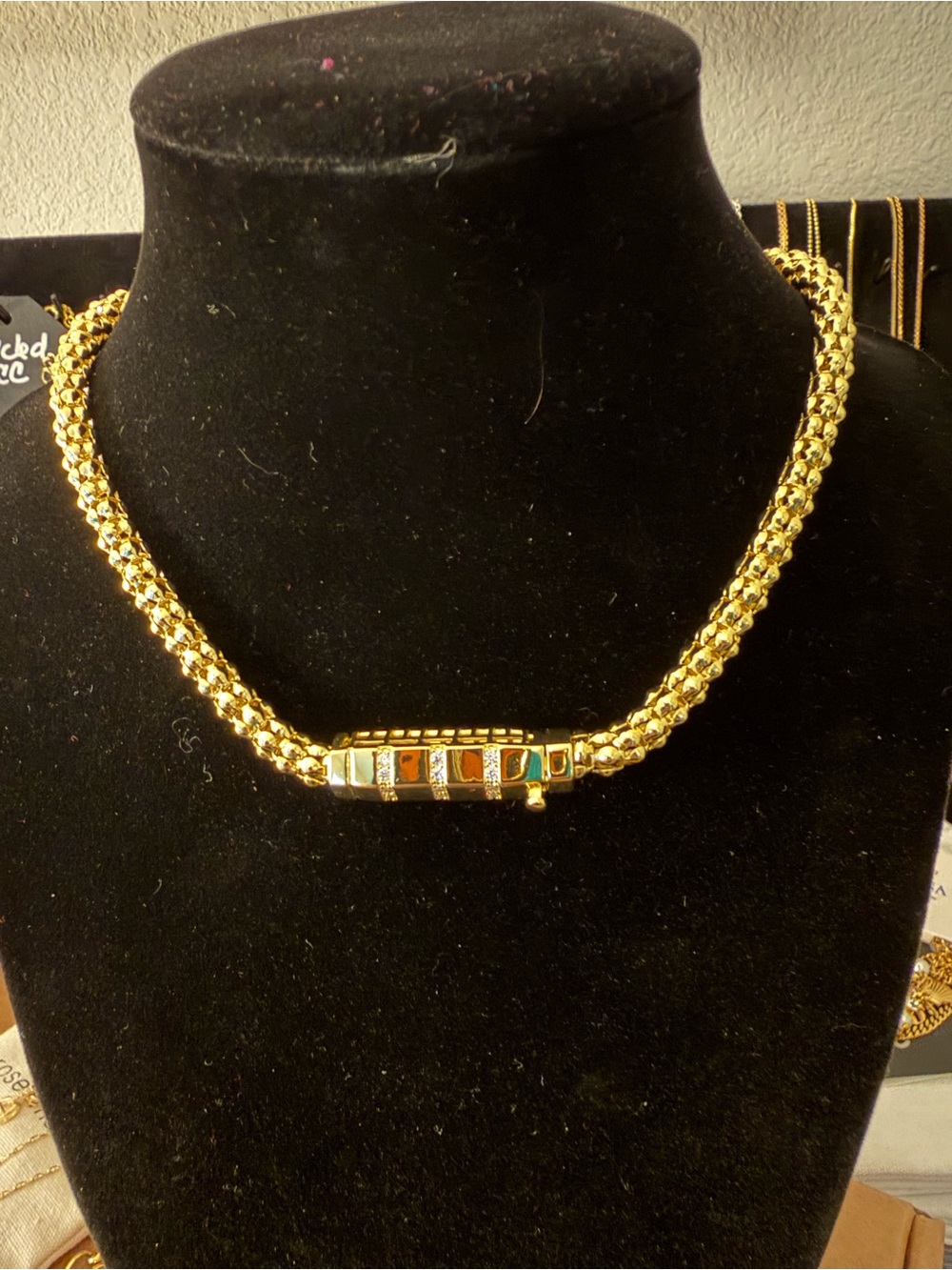 Very Unique! Multi-Stone Accent Chain Necklace 16” and 14k gold plated.  NEW!